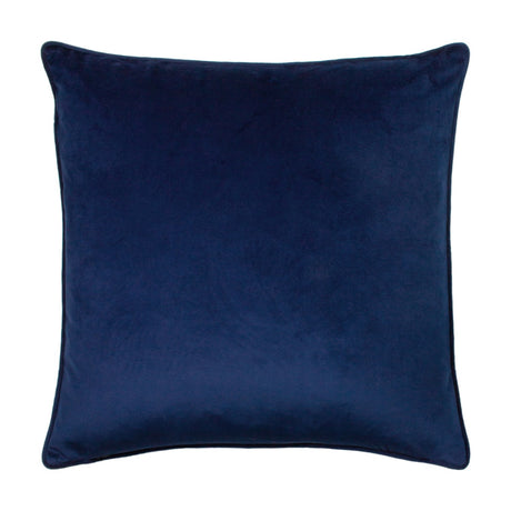 Square navy velvet cushion, Hortus Animal design, shown plain on the reverse side against a white background.