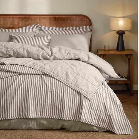 Hebden Percale Cotton Bedspread - Mole / Stone