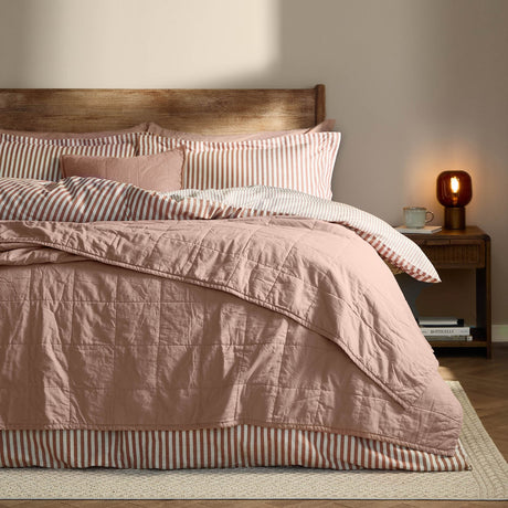 Hebden Percale Cotton Bedspread - Cotta