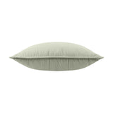 Hebden Percale Cotton Cushion in Bay Green, shown side-on with quilted grid stitching in soft sage cotton against a plain white background.