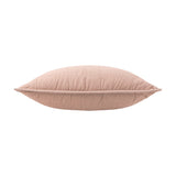 Hebden Percale Cotton Cushion in Cotta pink, shown lengthwise with quilted grid stitching and a slim Oxford border, set against a plain white background.