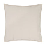 Hebden Percale Cotton Cushion in stone, square shape with quilted grid stitching, plain cotton fabric and piped edge, shown on a white background.