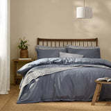 Hebden Cotton Plain Duvet Cover Set - Denim Blue