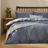 Hebden Cotton Plain Duvet Cover Set - Denim Blue