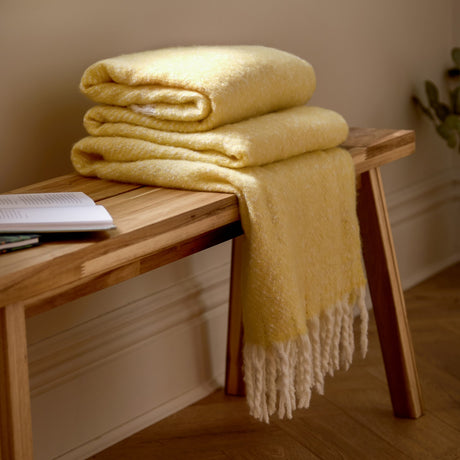 Isla Plain Polyester Throw - Butter Yellow