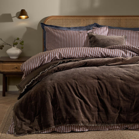 Jaye Velvet Cotton Bedspread - Bitter Chocolate