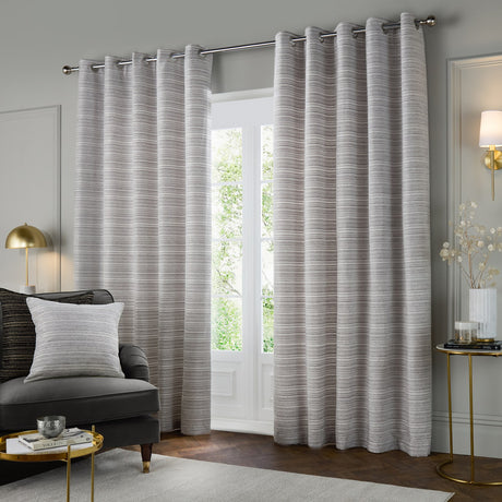 Jupiter Chenille Fully Lined Eyelet Curtains - Silver