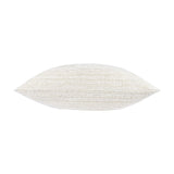 Jupiter Jacquard Chenille Cushion in ivory, shown lengthways with ridged corded texture and subtle horizontal striping, on a plain white background.