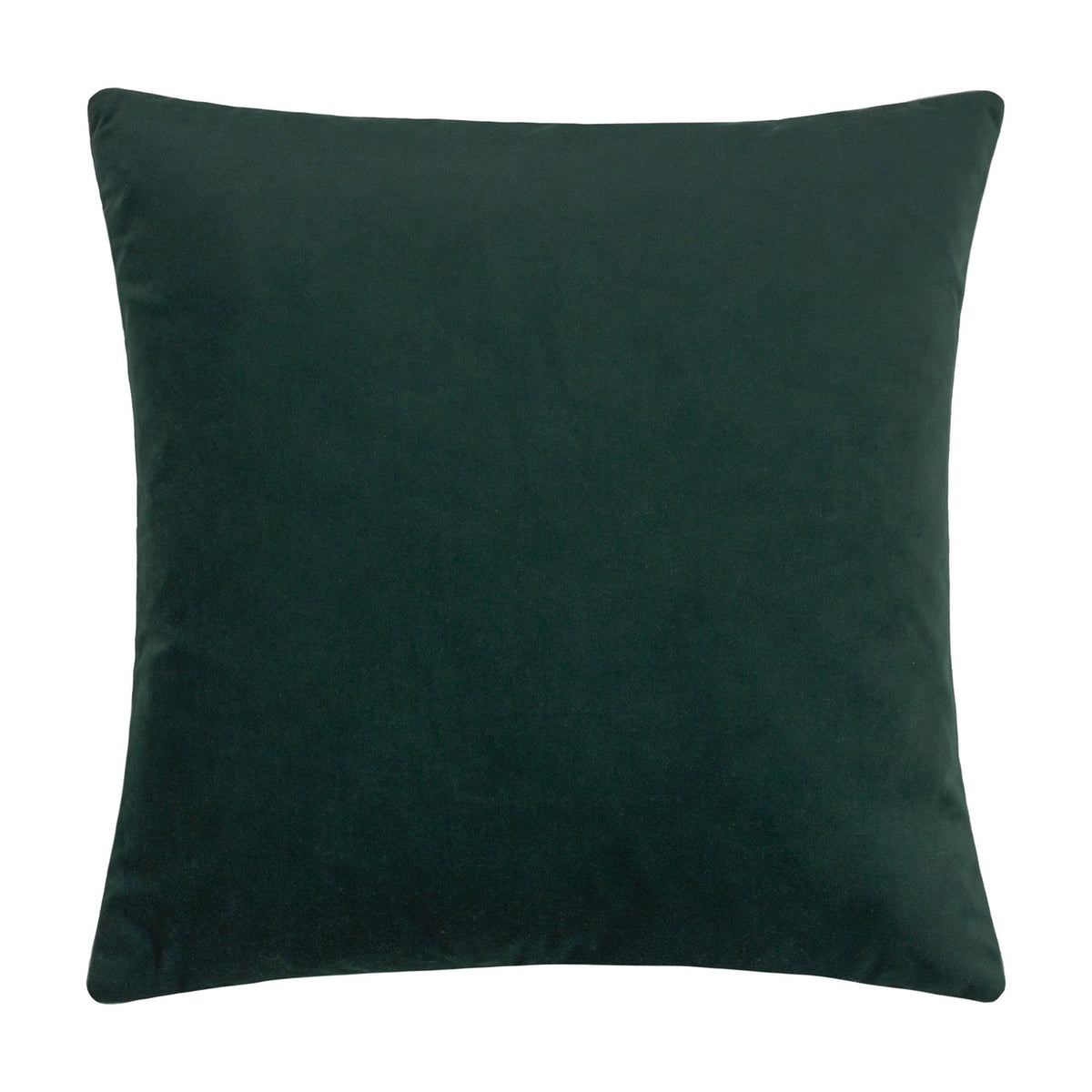 Kalho Jacquard Velvet Cushion showing the plain deep green velvet reverse side, square shape, photographed against a plain white background.