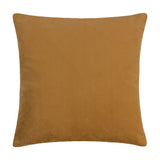 Kalho Jacquard Velvet Cushion in plain ochre velvet, square shape with piped edges, shown on a white background as the reverse side view.