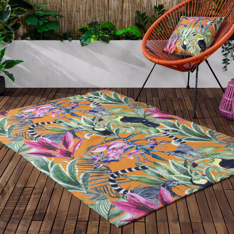Kali Animals Abstract Polyester Rug - Multicolour
