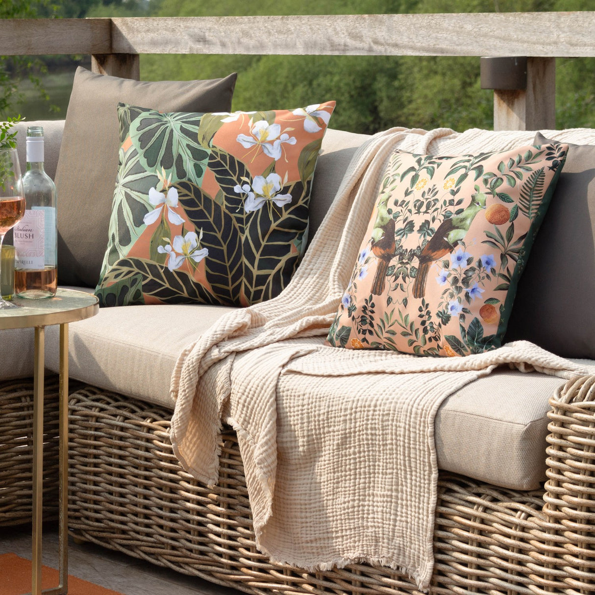 Kali Leaves Reversible Polyester Cushion - Multicolour