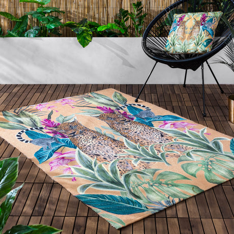 Kali Leopards Abstract Polyester Rug - Gold