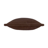 Kallu Plain Faux Fur Cushion in Chocolate, shown side-on with dense brown faux fur pile and a visible centre seam, set against a plain white background.