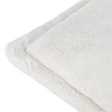 Close-up of the Kallu Reversible Faux Fur Cushion in ecru, showing the deep pile texture and folded Oxford flange border edge against a white background.