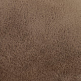 Close-up of the Kallu Plain Faux Fur Cushion in mocha, showing the soft brown pile texture covering the fabric surface.