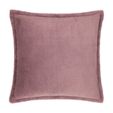 Kallu Reversible Faux Fur Cushion in mulberry, a square cushion with dense brushed pile and an Oxford flange border, shown on a plain white background.