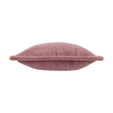 Kallu Reversible Faux Fur Cushion in mulberry, shown side-on with dense brushed pile and a flat Oxford flange border, photographed on a plain white background.