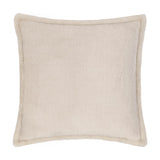 Kallu Reversible Faux Fur Cushion in natural beige, square shape with plush pile and Oxford flange border, shown on a plain white background.
