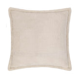 Kallu Reversible Faux Fur Cushion in natural beige, square shape with plush pile and flat Oxford flange border, shown on a plain white background.