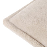 Close-up of the Kallu Reversible Faux Fur Cushion in natural beige, showing the plush pile texture and flat Oxford flange edge against a white background.