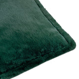 Close-up of the Kallu Plain Faux Fur Cushion in needle green, showing the plush pile texture and raised border edge, on a plain white background.