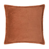 Kallu Reversible Faux Fur Cushion in rust orange, square with a flanged edge and dense plush pile on both sides, shown on a plain white background.