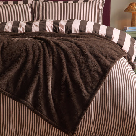 Kallu Plain Faux Fur Throw - Chocolate