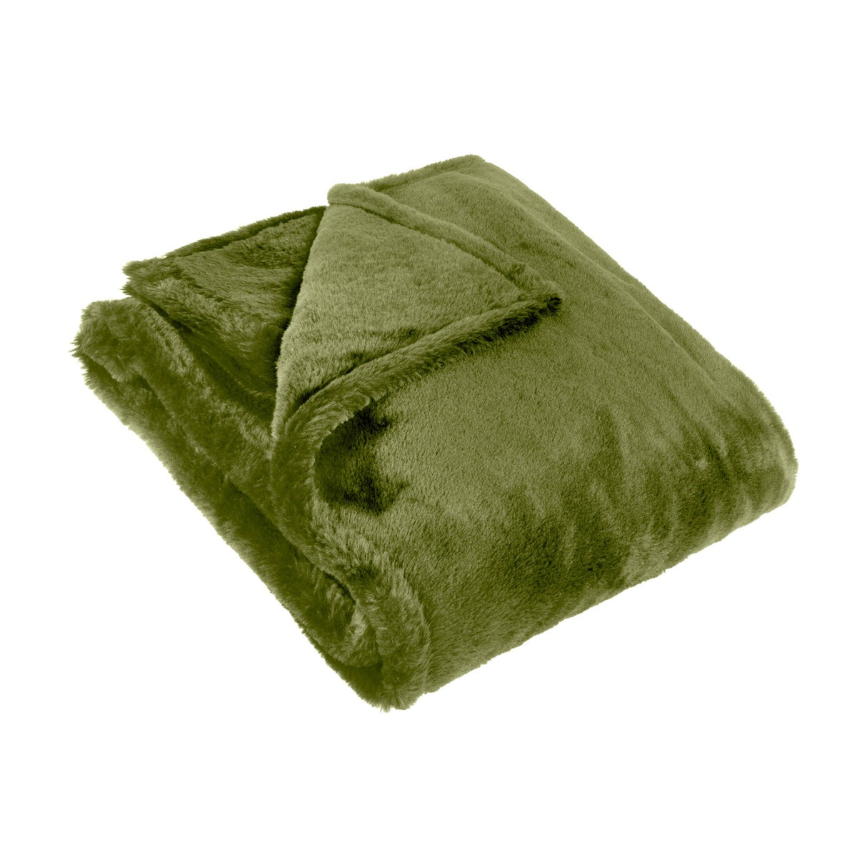 Kallu Reversible Faux Fur Throw - Olive