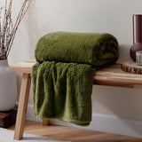 Kallu Reversible Faux Fur Throw - Olive