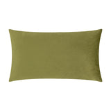 Kielder Forest Plain Velvet Cushion in khaki, a plain rectangular polyester velvet cushion with a solid green finish, shown on a white background.