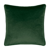 Kielder Forest Woodland Velvet Cushion in khaki green, plain velvet reverse with matching piped edge, shown on a white background.