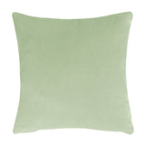 Square sage green polyester cushion, plain reverse side with piped edging, shown on a white background.
