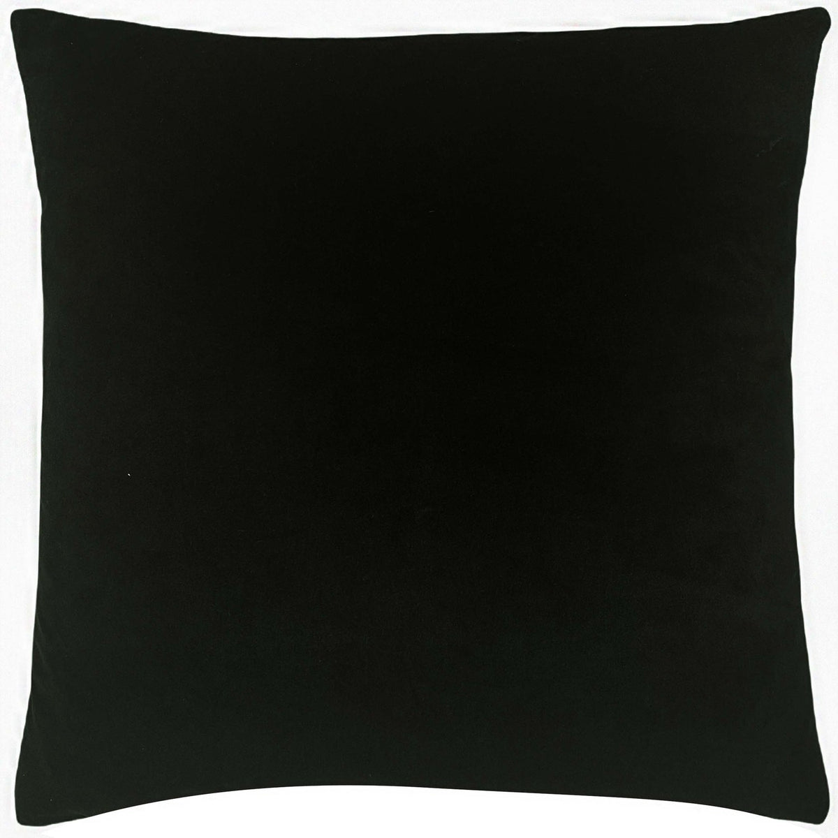 Kibale Jungle square cushion in plain black polyester with piped edge, shown on a plain white background, reverse side without visible print.