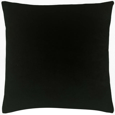 Kibale Jungle square cushion in plain black polyester with piped edge, shown on a plain white background, reverse side without visible print.