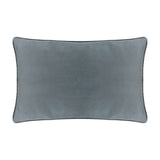 Kitta Animal Velvet Cushion in Ochre, rectangular lumbar cushion shown reverse side with plain grey velvet fabric and piped edge trim, on a white background.