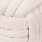 Close-up of the Knot Plain Velvet Door Stop in natural off-white, showing the interlaced knotted bands of soft plush velvet fabric.