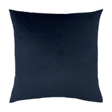 Reverse side of the Koi Pond Abstract Velvet Cushion in Midnight, shown in plain navy velvet against a white background.