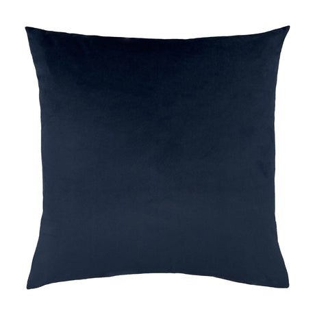 Reverse side of the Koi Pond Abstract Velvet Cushion in Midnight, shown in plain navy velvet against a white background.