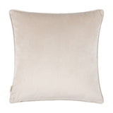 Lanzo Abstract Velvet Cushion in Moonbeam, a plain cream-coloured square velvet cushion with piped edges, shown from the back on a white background.