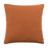 Lark Reversible Cotton Cushion in pecan brown, square 45 x 45cm crinkle muslin cotton with a ribbed woven texture, shown on a plain white background.