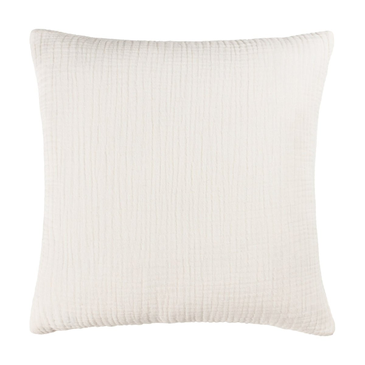 Lark Reversible Cotton Cushion in white, square 45 x 45cm muslin crinkle cotton with a subtle ribbed texture, shown against a plain white background.