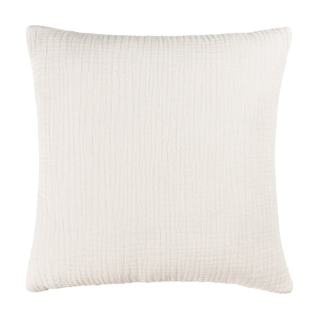 Lark Reversible Cotton Cushion in white, square 45 x 45cm muslin crinkle cotton with a subtle ribbed texture, shown against a plain white background.