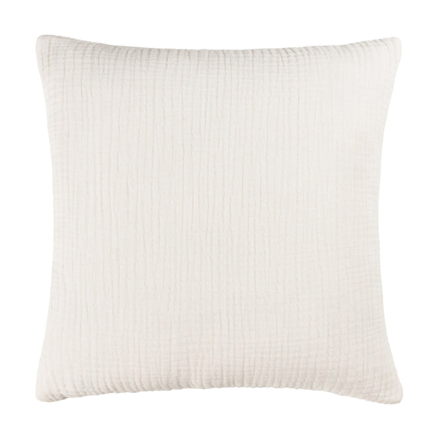 Lark Reversible Cotton Cushion in white, square 45 x 45cm muslin crinkle cotton with a subtle ribbed texture, shown against a plain white background.