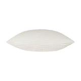 Lark Reversible Cotton Cushion in white, shown side-on to reveal its plump, textured muslin crinkle cotton surface, set against a plain white background.