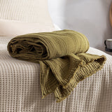 Lark Plain Cotton Throw - Khaki