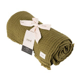 Lark Plain Cotton Throw - Khaki