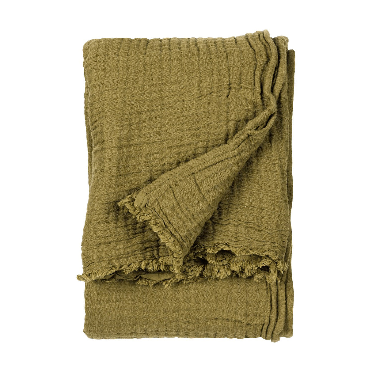 Lark Plain Cotton Throw - Khaki