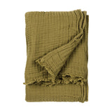 Lark Plain Cotton Throw - Khaki