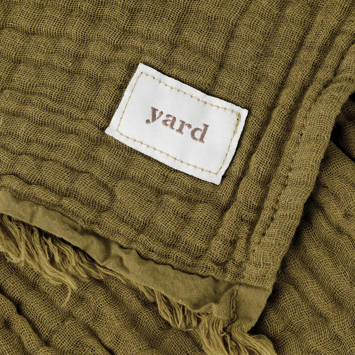 Lark Plain Cotton Throw - Khaki